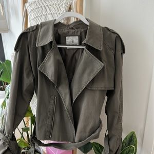 ANINE BING. Army Green Cotton Moto Jacket Size M